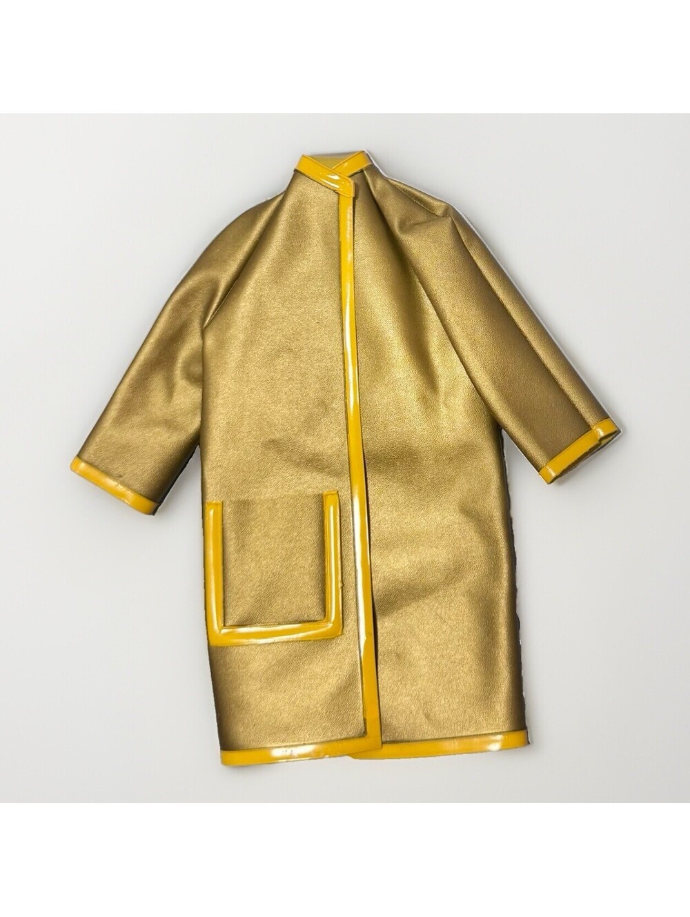 Vintage Barbie Clone Mego Mod Maddie Slick Chick Green Rain Coat 1726 Metallic